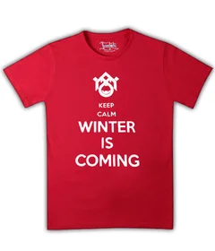 Прикольные футболки: Keep Calm Winter Is Coming на красной